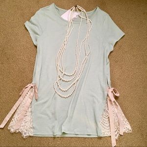 🔥flash sale🔥Mint Top with Lace Side Detail